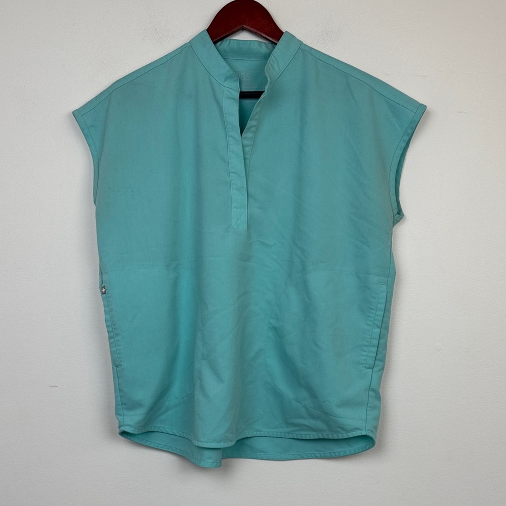 Figs Turquoise Cap Sleeve Blouse s
